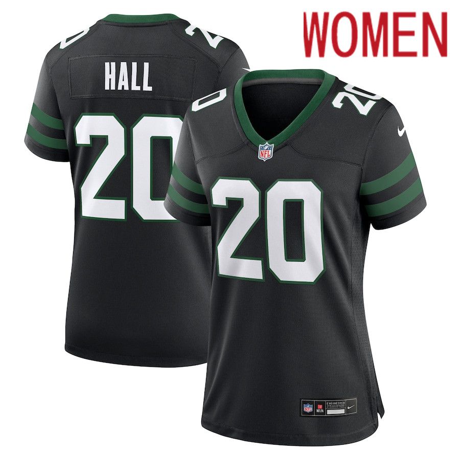 Women New York Jets #20 Breece Hall Nike Legacy Black Alternate Game NFL Jersey->->Women Jersey
